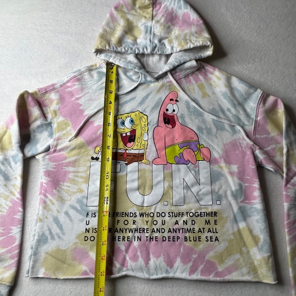 Nickelodeon SpongeBob SquarePants Small Tie Dye Cropped Hoodie Patrick Women - Picture 6 of 11